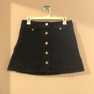 UO Navy Corduroy Button Up Mini Skirt